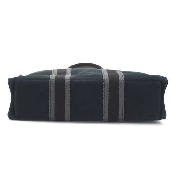 Auth HERMES Fourre Tout Handbag Tote Bag Black/Grey Cotton - e59933g - Picture 4 of 10